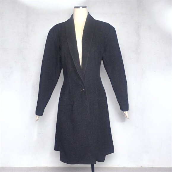 Vintage 80s Gianni Versace Charcoal Gray Wool Cashmere Blend Coat S M - Picture 1 of 14